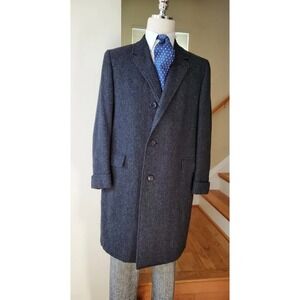 VTG 60s H.Freeman & Son Tweed Gray Wool Ivy mad man Top Coat Overcoat 39S